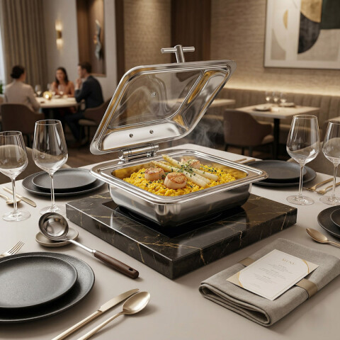 Chafing Dish Cuadrado 6,5 litros Volf de Acero Inoxidable Chafing Dish Cuadrado 6,5 litros Volf de Acero Inoxidable