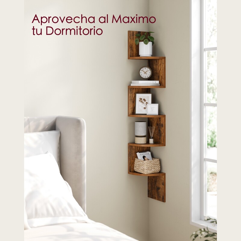 VASAGLE Estante de Almacenamiento Moderna de 5 Niveles para Montaje en Pared – Para Oficina, Sala de Estar, Dormitorio y Cocina Marron
