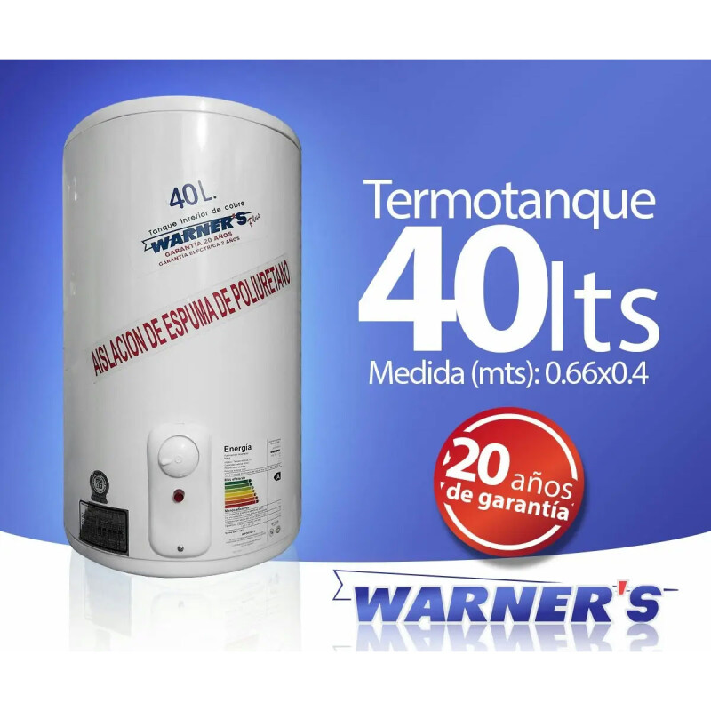 TERMOTANQUE WARNERS 40 L Cobre Clase A N/A