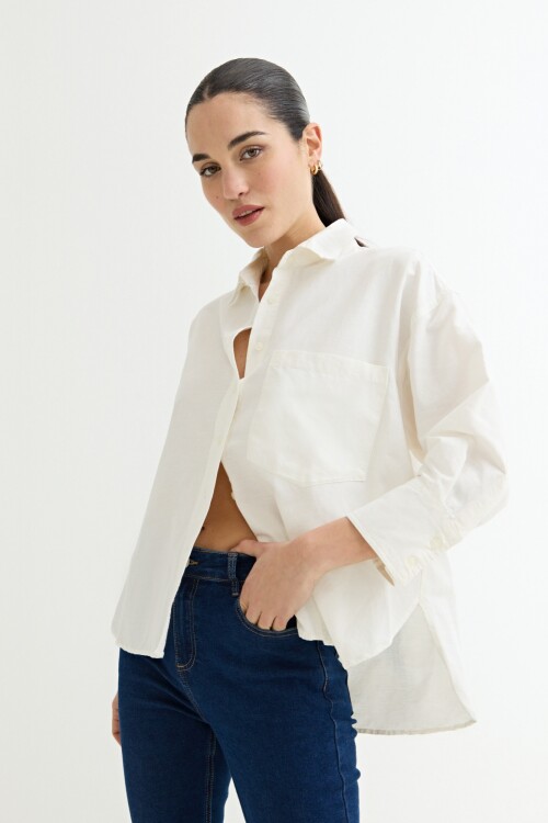 Camisa lisa rustica BLANCO