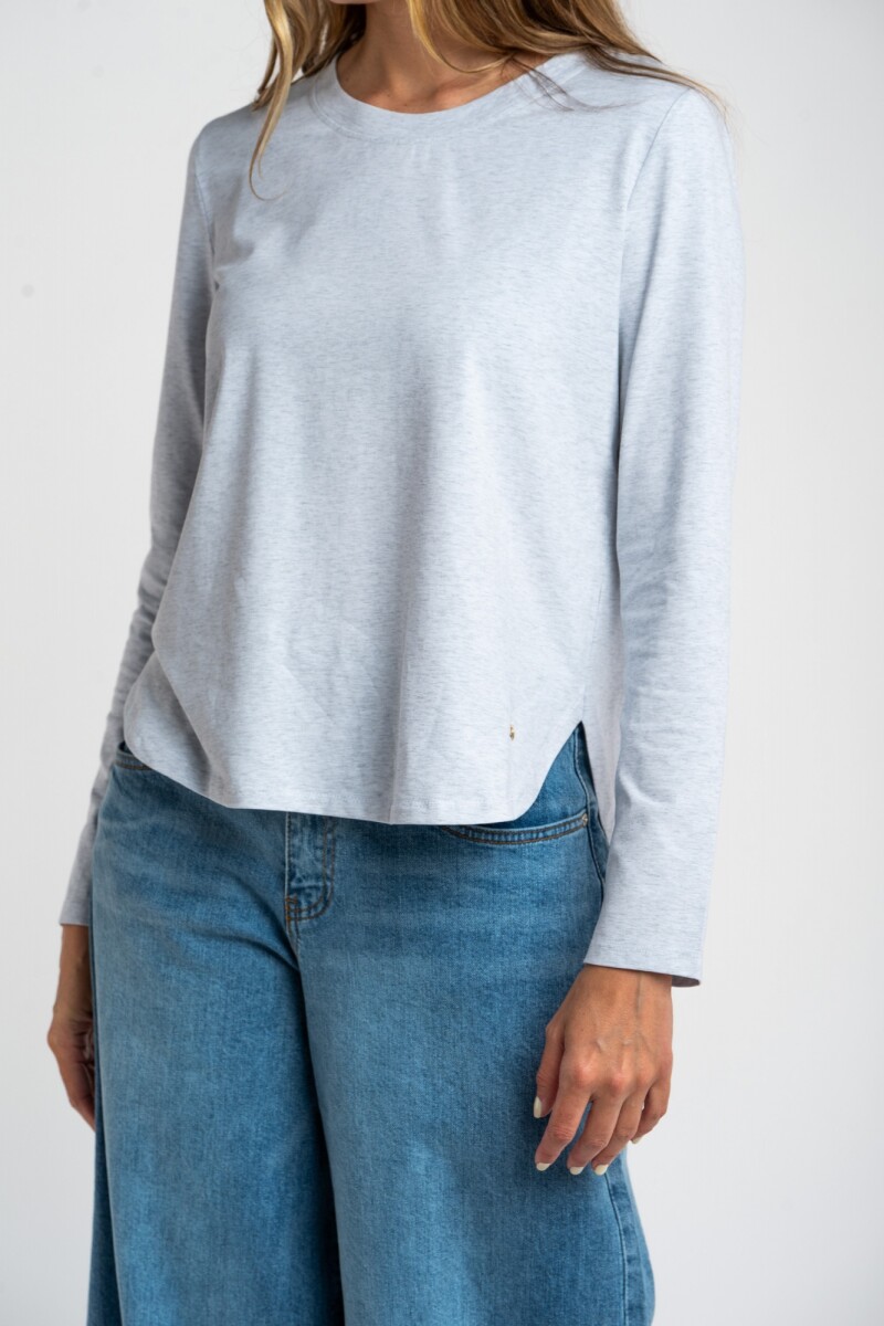 Remera Algodón Elastano Gris Melange