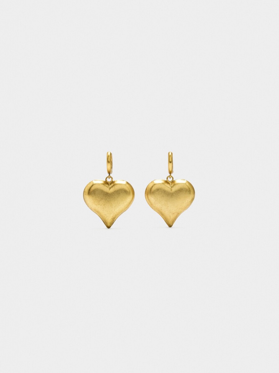 Aros Con Colgante De Corazón - dorado 