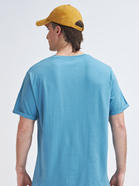 Camiseta manga corta con bolsillo Azul Piedra