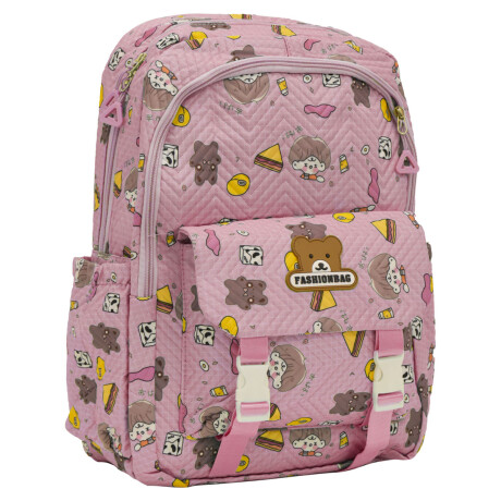 Set Mochila Escolar Infantil p/ Laptop y Bolsillos + Paragua Rosa