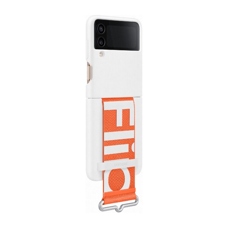 Silicone Cover con correa para Galaxy Z Flip4 White