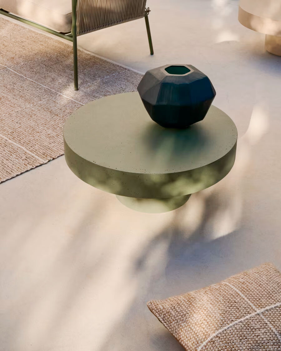 Mesa de centro Aiguablava de cemento verde Ø 66 cm verde Ø 66 cm