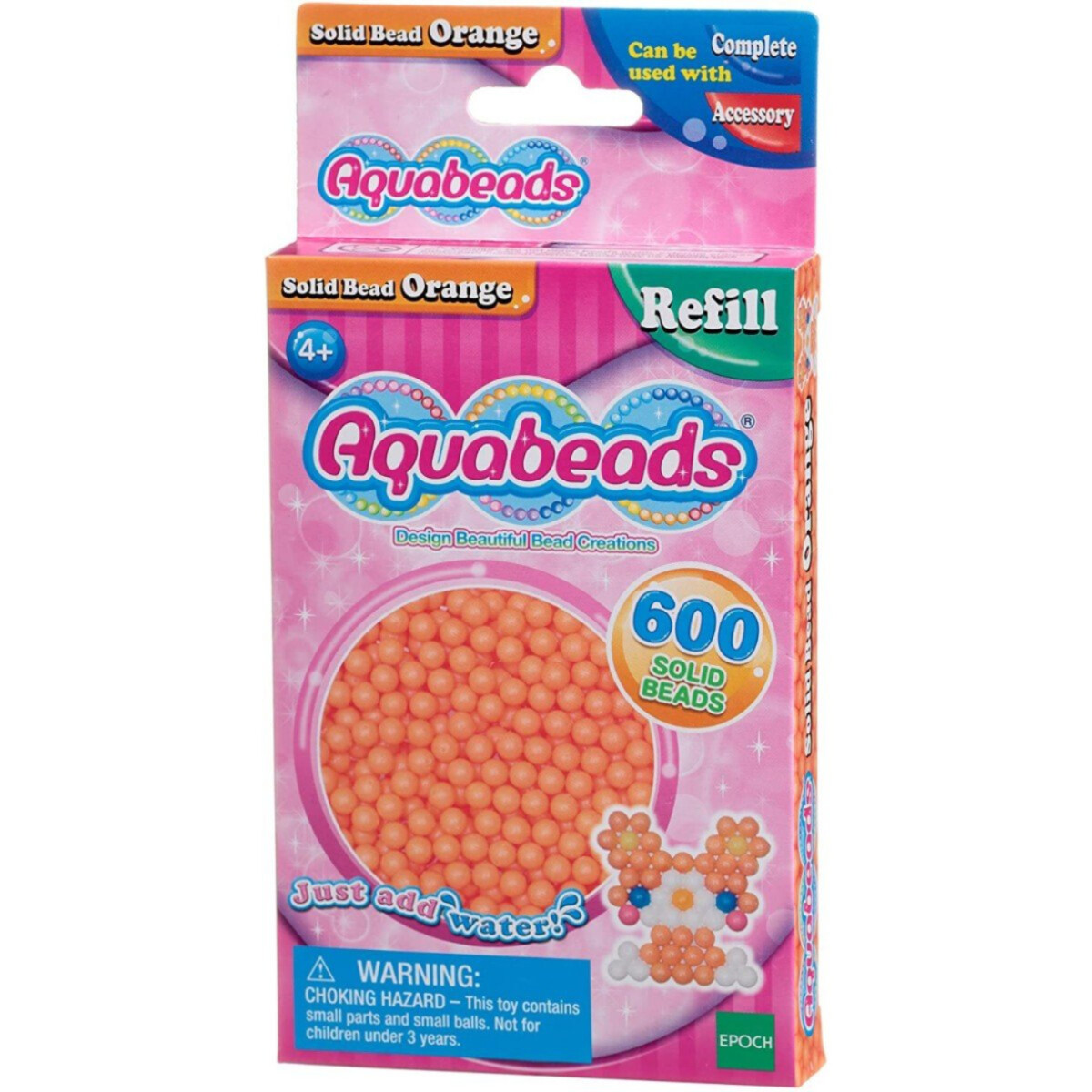 Aquabeads Solid Bead Pack Naranja 600 Cuentas Juego Infantil 