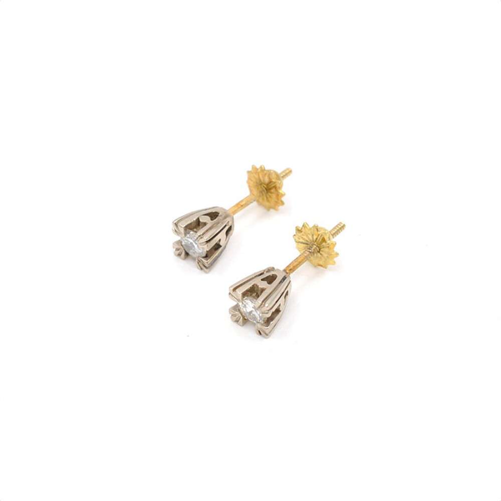 Caravanas En Oro 18K 2 Colores Y Brillantes Caravanas En Oro 18K 2 Colores Y Brillantes