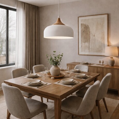 Campana estilo nórdico de aluminio y símil madera Blanca