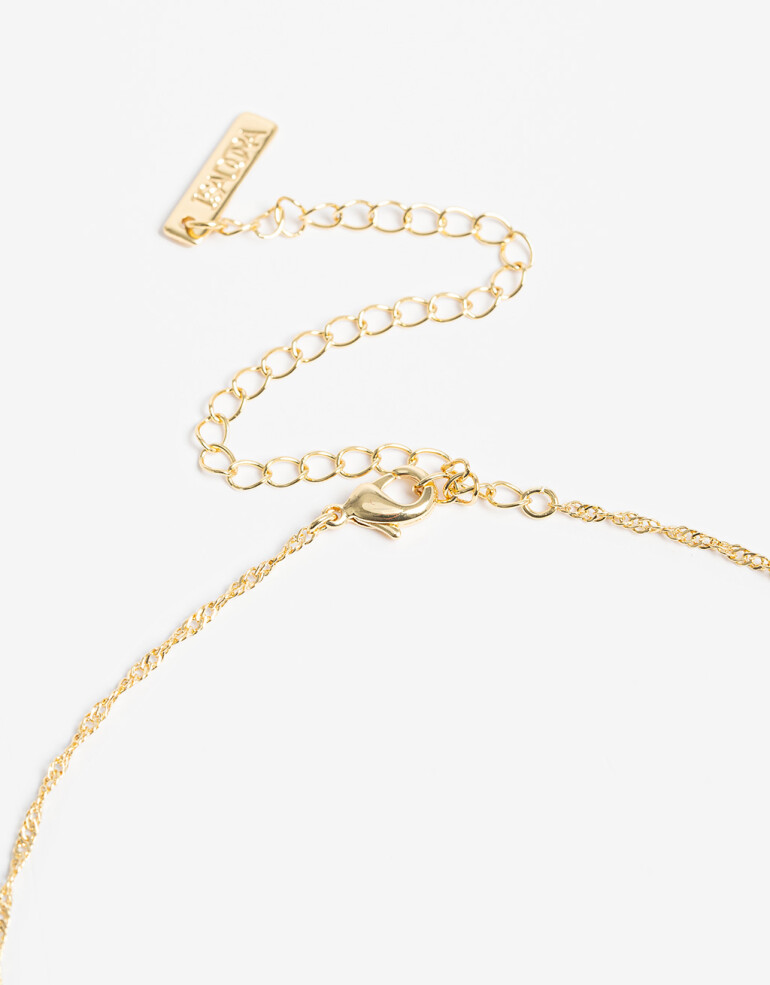 Cadena Corta con Dije Cubic zirconia Collar Con Forcitas De Cubic Zirconia - Dorado