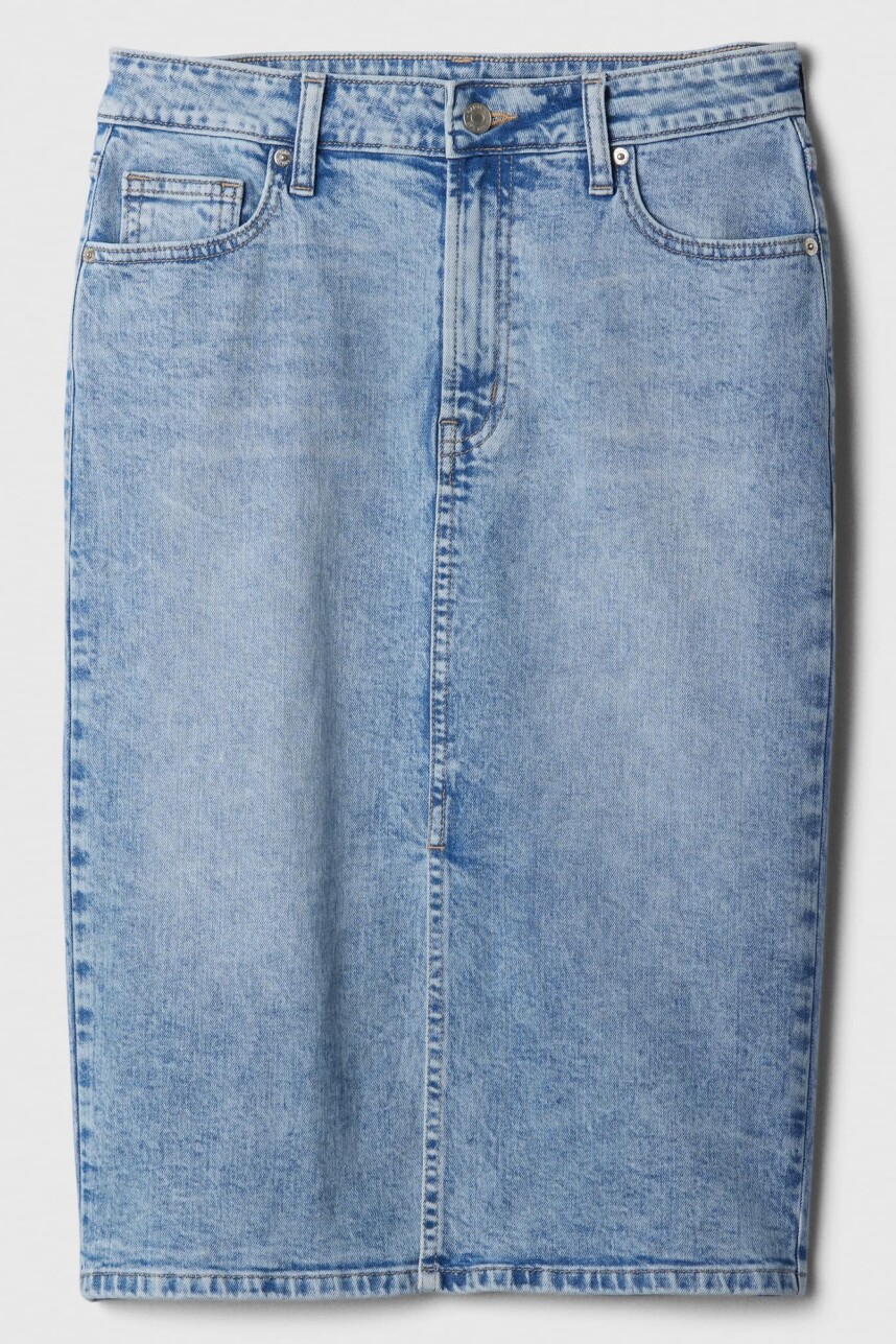 Pollera Midi De Jean Mujer Light Wash