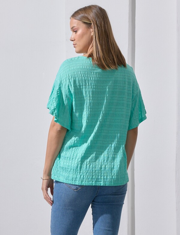 Blusa Punto Smocked VERDE AGUA