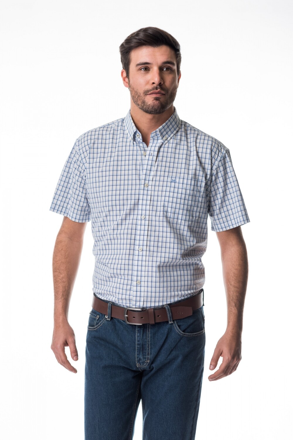 Camisa Cuadros Celeste