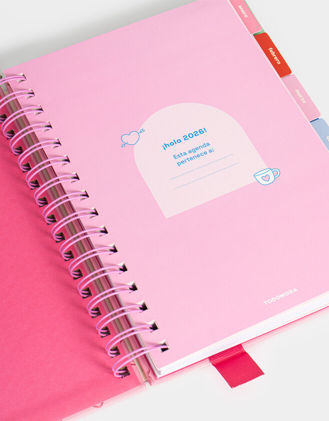 Agendas y Calendarios Estampados Agenda Corazones 2026 - Fucsia Medio