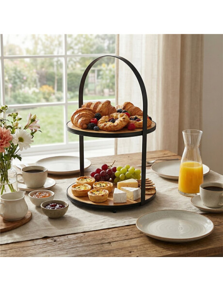 PLATO EXHIBIDOR 2 NIVELES 30.5x30x48CM BAMBOO/MET PLATO EXHIBIDOR 2 NIVELES 30.5x30x48CM BAMBOO/MET