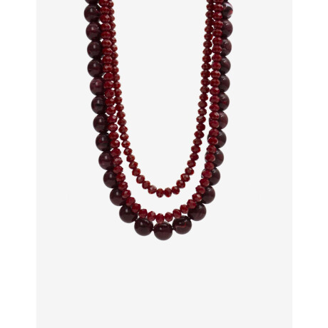 Collar Corto Layer Beads Rojo Medio