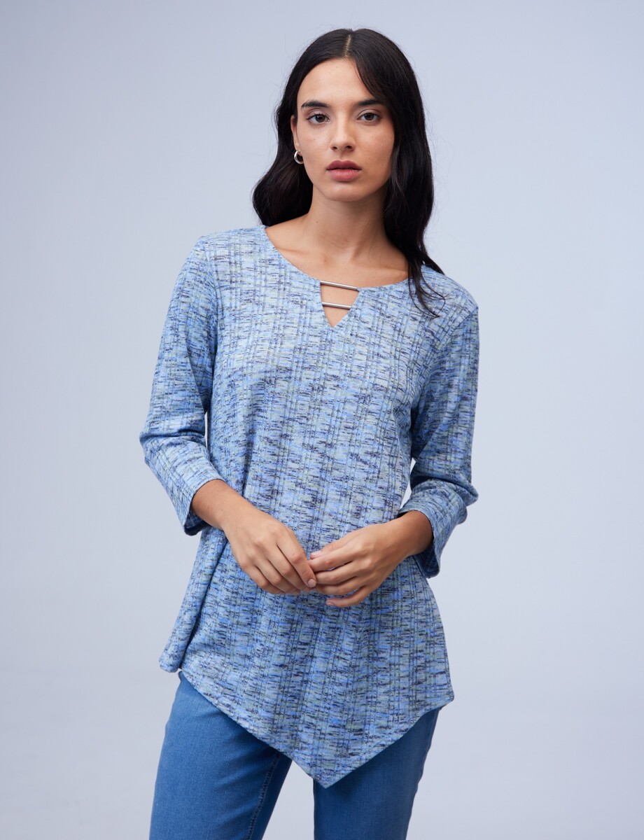 Blusa Melange - Celeste/multi 