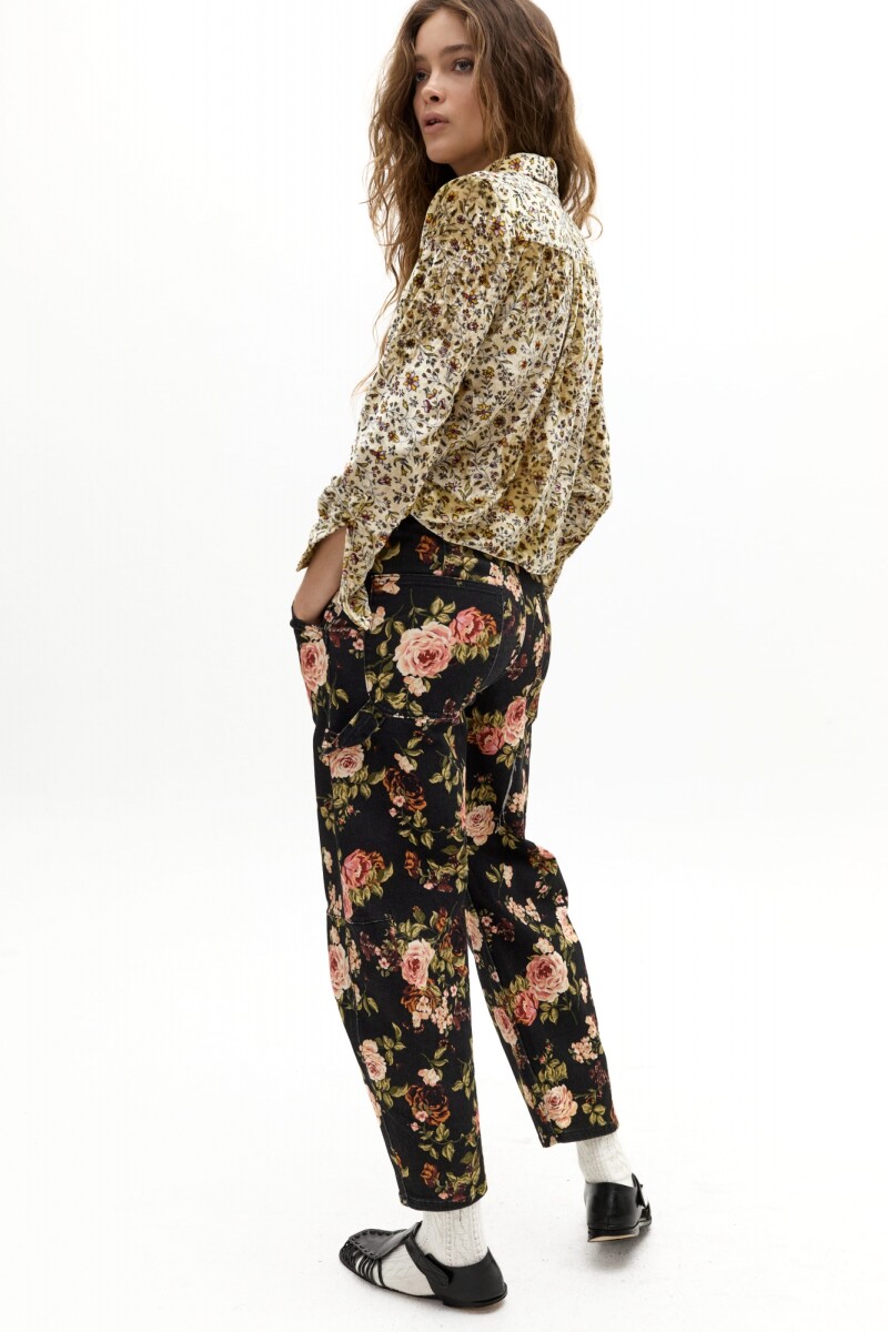 Pantalón Ámbar en Denim Vintage Roses