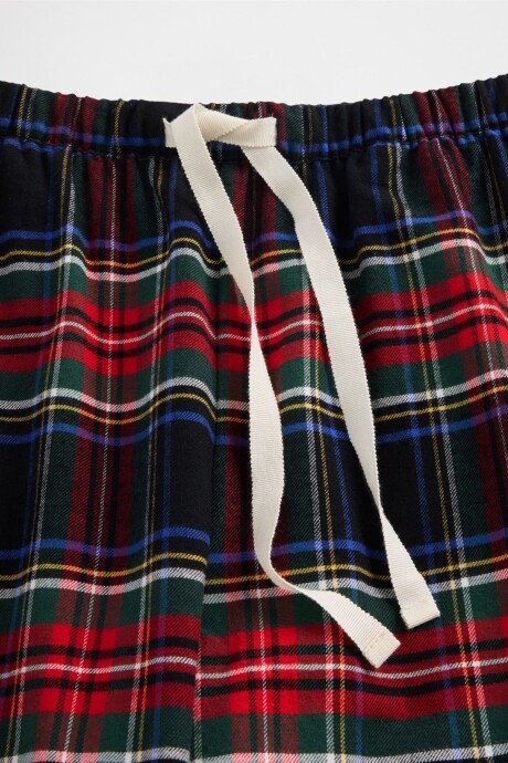 Pijama Set Camisa Y Pantalón Franela Mujer Fs Black Tartan