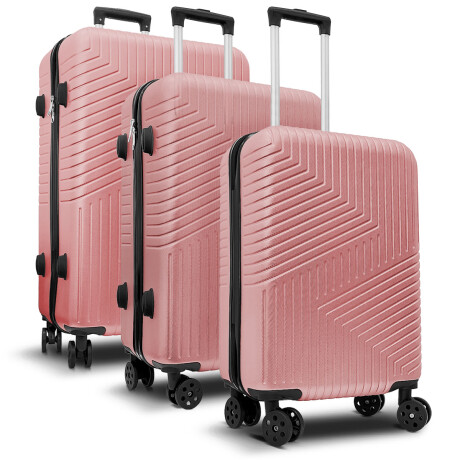 Set X3 Valijas De Viaje Rígidas 4 ruedas 20, 24 y 28 Rosa