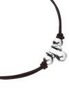 COLLAR DE CUERO CON TRES BOLAS DE ALEACIÓN DE METALES BAÑADAS EN PLATA DE LEY Colgante