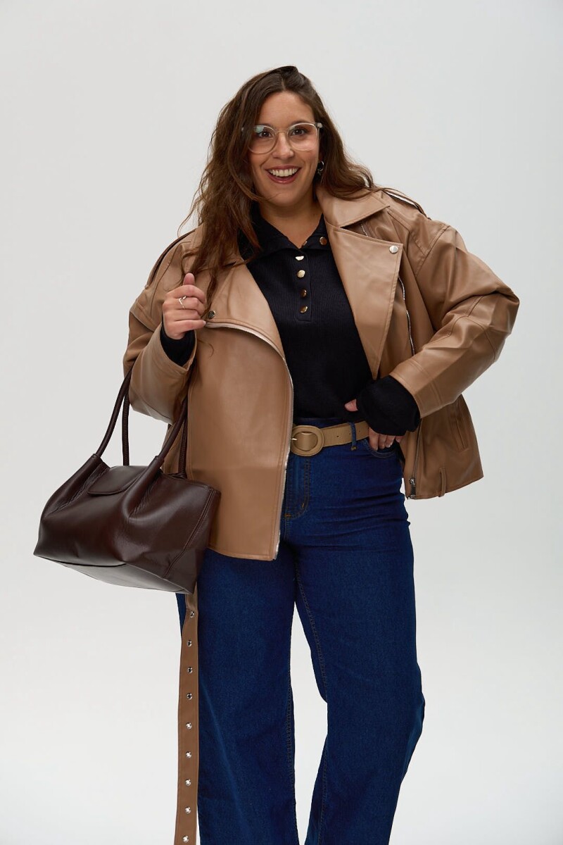 campera cuerina - Beige 