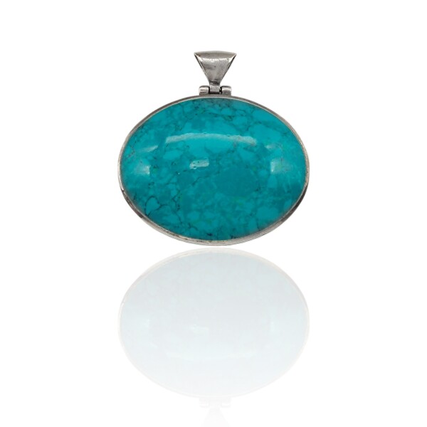 Dije Colgante Oval-Plata 925-Piedra Turquesa-CP4273 Conpiedra