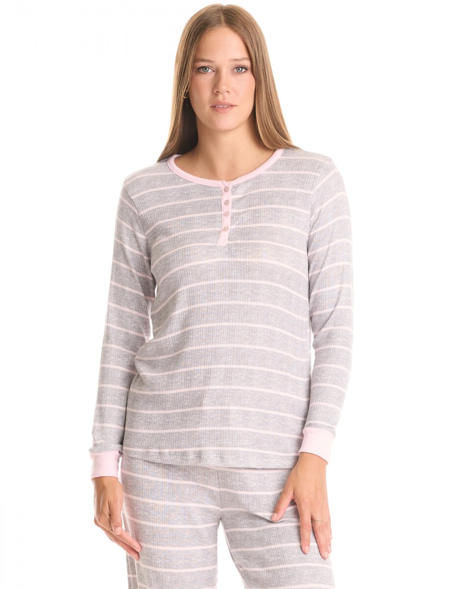 Pijama Con Pantalon - Gris/multi 