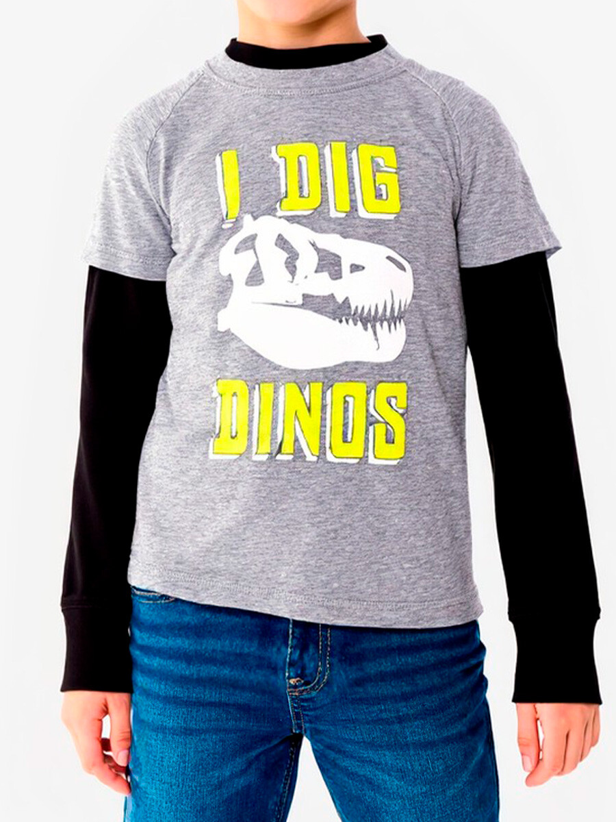 T-SHIRT DINO BOY OT - Gris Claro 