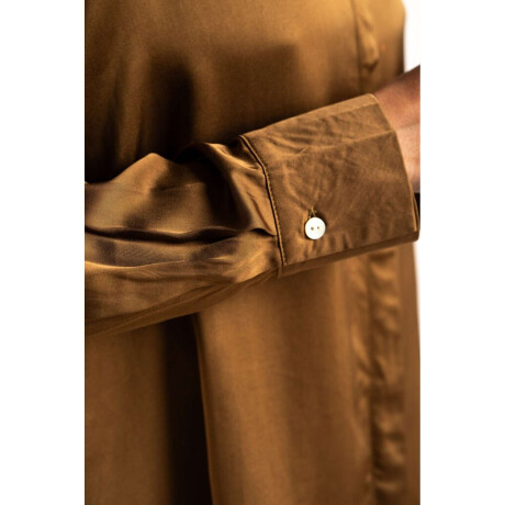 Camisa Saten Ruedo Encaje Chocolate