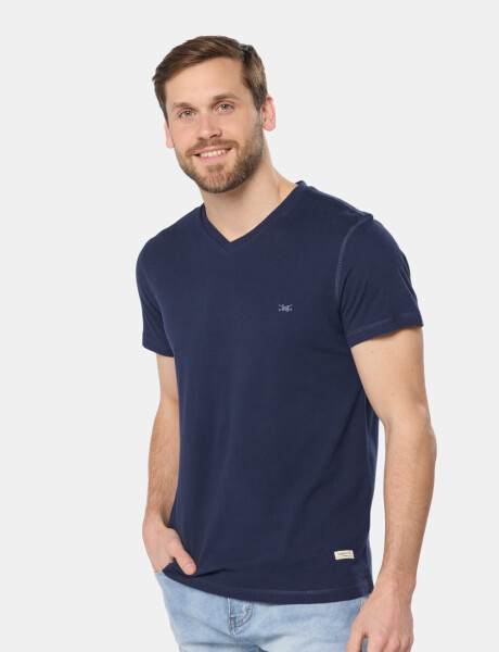 REMERA LISA ESCOTE V Azul