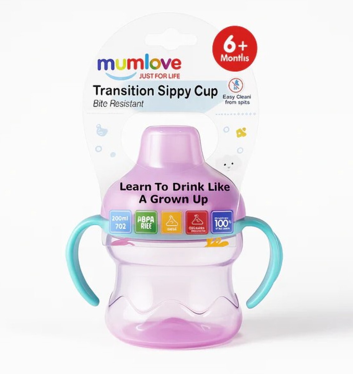 Vaso mumlove 6m+ boquilla silicona - rosa 