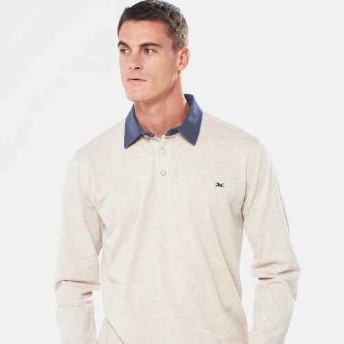 Remera Hombre M/Larga Polo Jersey Lisa Legacy Beige