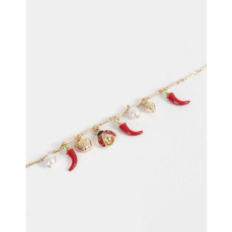 Pulsera Flexible Multidijes Frutas Dorado