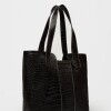 Shopper The Braided En Cuero Grabado Croco Negro