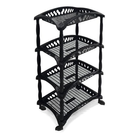 Organizador De Cocina Frutero Baño 4 Estantes Plástico Negro