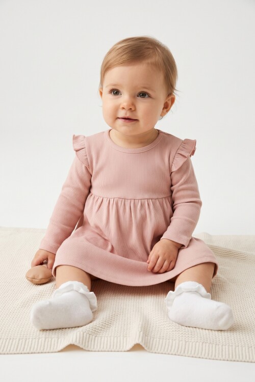 Vestido con volado en hombro TERRACOTA