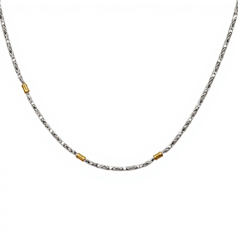 Cadena Bizantina-Plata y Oro-Sin Piedra-CD5001 sinpiedra