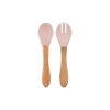 Cubiertos bambu silicona MinikOiOi rosado