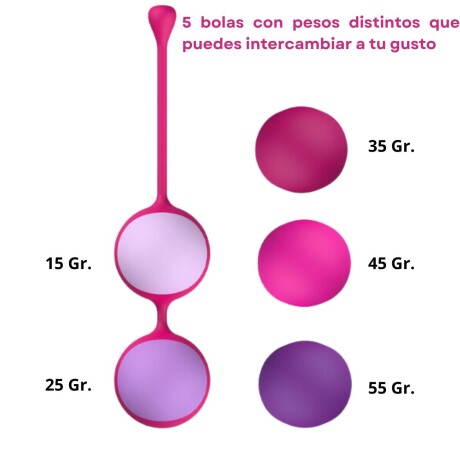 Bolas Kegel Ejercicios Pélvicos x5 Kewos Fucsia y Violeta