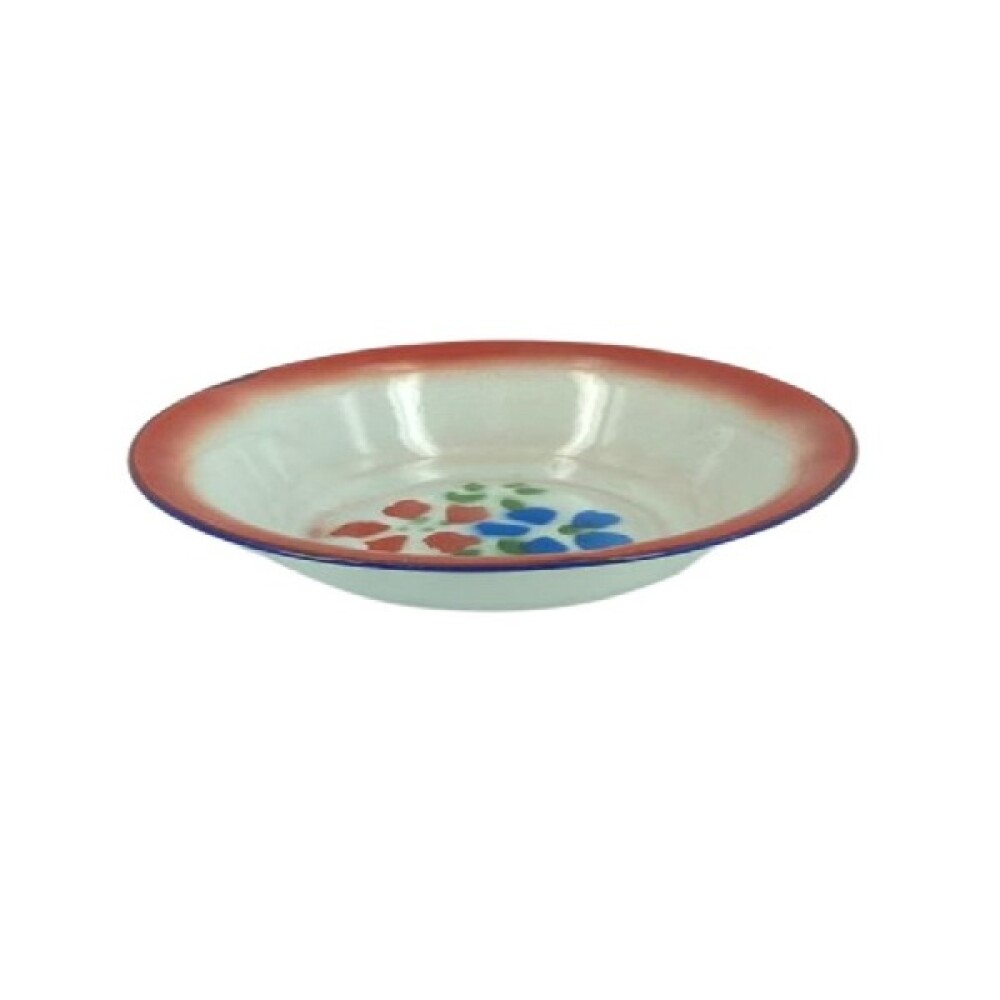 Plato hondo esmaltado 24 x4 cms. diseño flores Plato hondo esmaltado 24 x4 cms. diseño flores