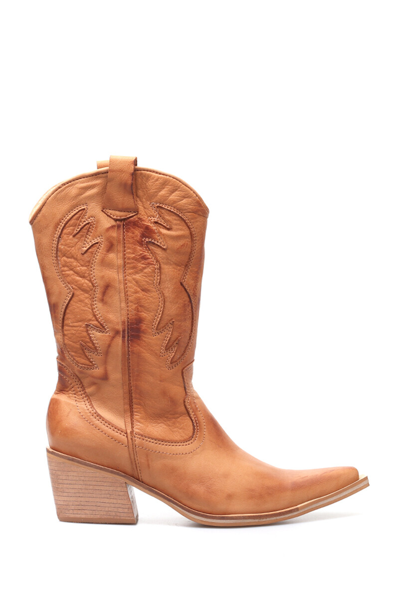 Bota Texana Alta Cuero Terracota