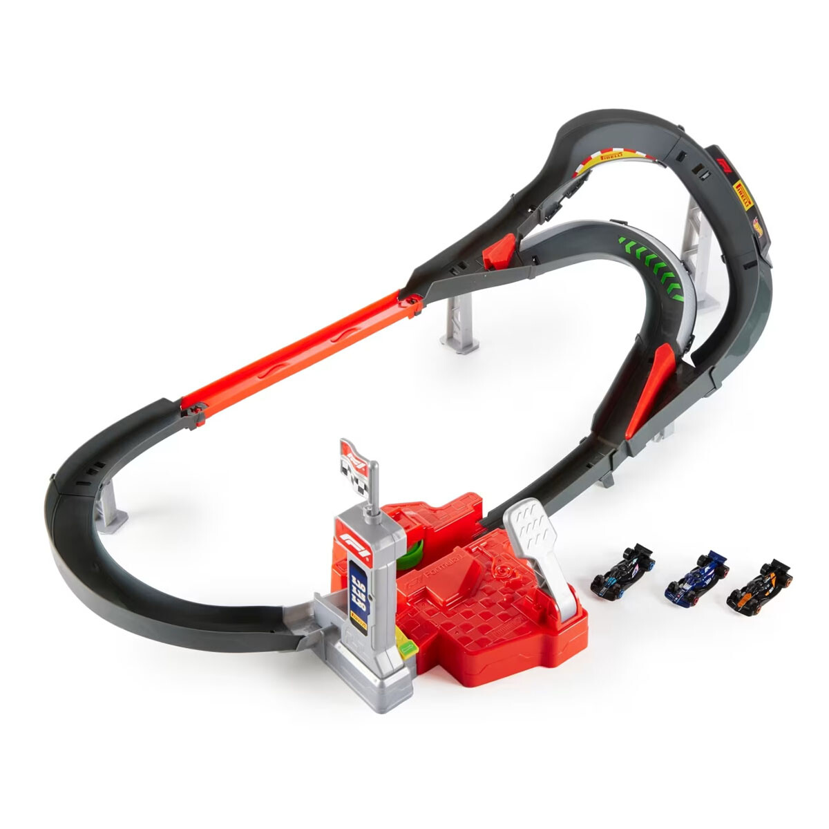 Pista de Carreras Formula 1 y Hot Wheels con 3 coches metálicos a Escala 1:64 