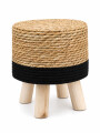 PUFF 3 PATAS YUTE COMBINADO NEGRO
