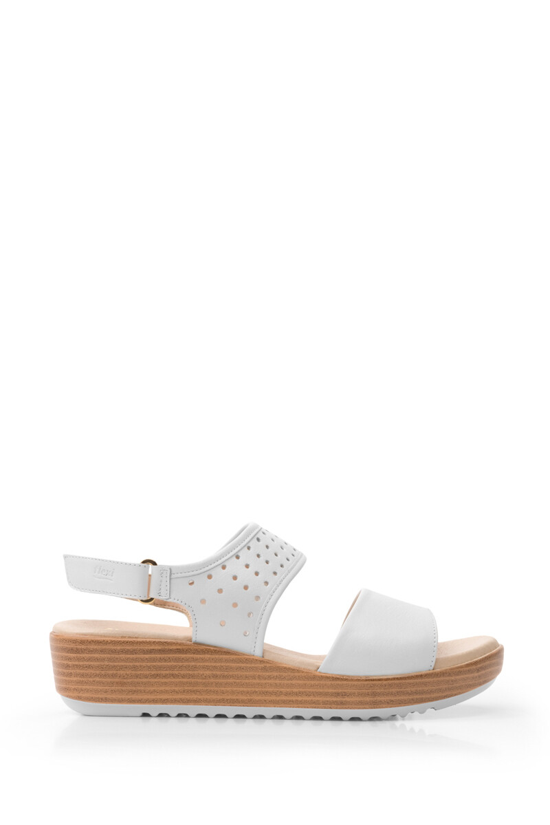 Sandalia Casual Flexi Con Perforado Láser Para Mujer - Blanco 