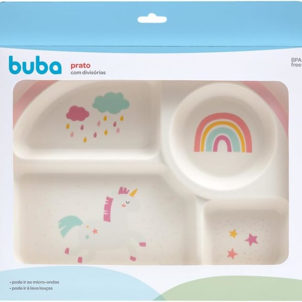 Plato con divisiones BUBA magic rosa unicornio