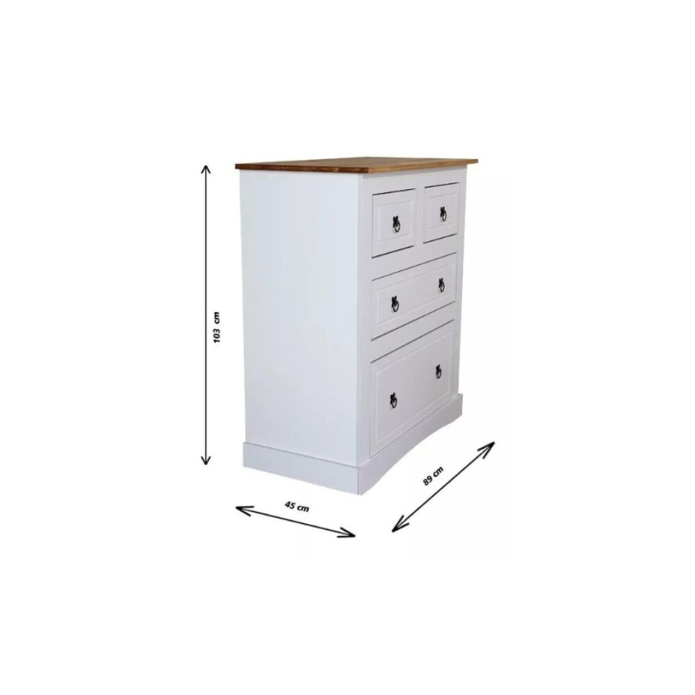 Comoda 4 cajones - Linea mexicana Blanco