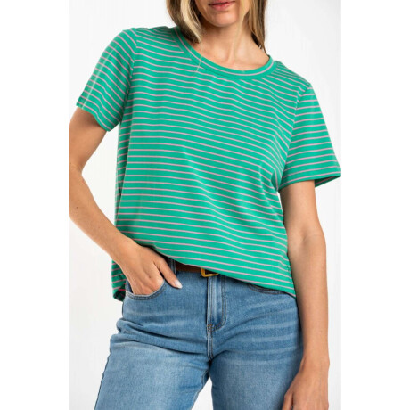 Remera Algodón A Rayas Verde