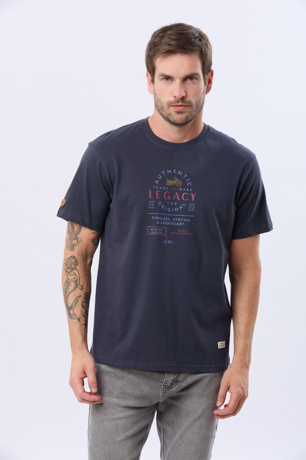 REMERA ESTAMPADA DE ALGODÓN Azul