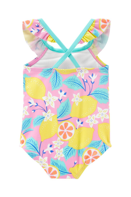 Malla de baño una pieza, con protección UPF 50+, diseño limones. Talles 3-24M Sin color